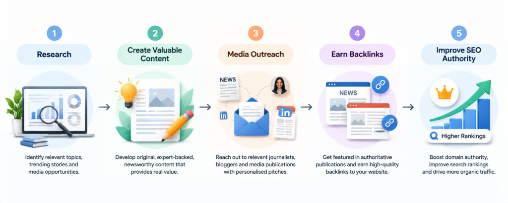 Digital PR for SEO process to earn authoritative backlinks
