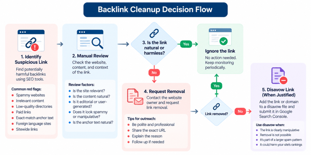  Toxic backlink cleanup decision flow
